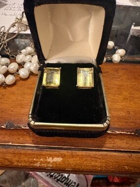 Oro Verde Citrine Emerald-Cut Stone Earrings in 14K